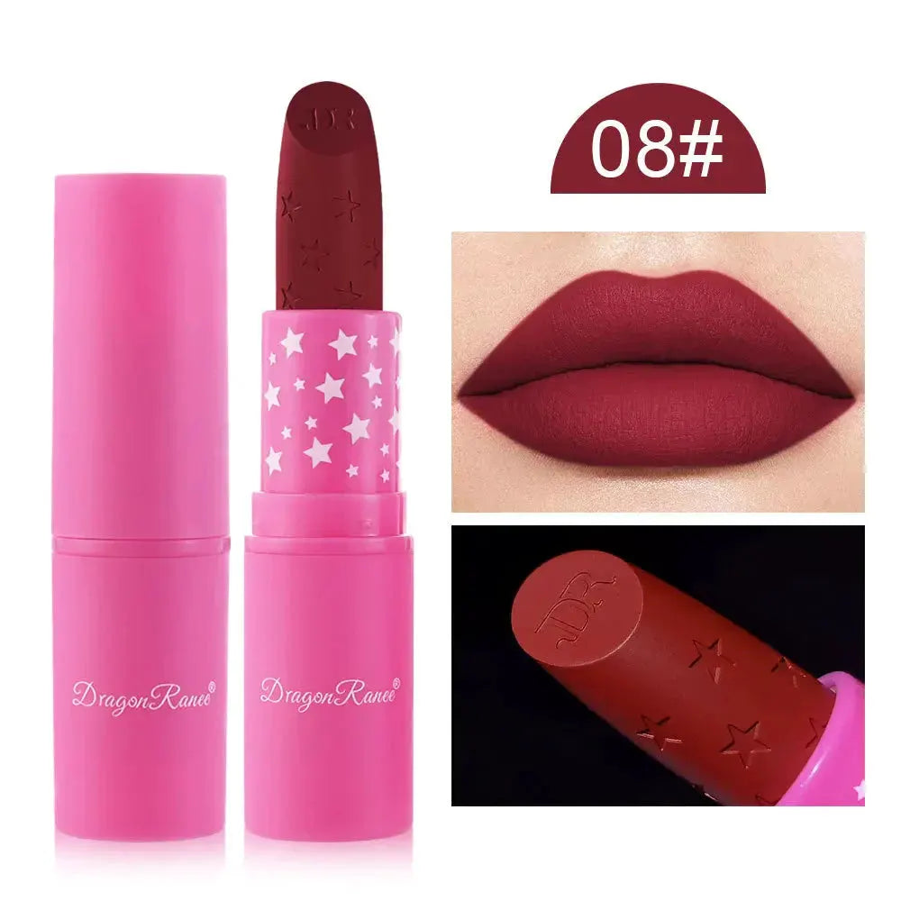 9 Colors Waterproof Rose Red Velvet Matte Lipstick Moisturizing Long Lasting Stars Not Easy To Fade Nude Lip Tint Black Lipstick by Maiden-Art