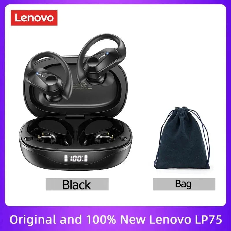 Original Lenovo LP75 TWS Bluetooth V5.3 Headphones Wireless LED Digital Display Earphones Noise Reduction Waterproof Headset New by MAIDEN-ART