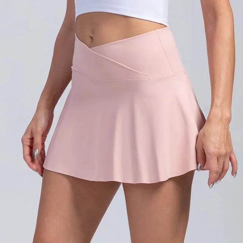 Women Pleated Tennis Skirt With Pockets Shorts Athletic Skirts Crossover Breathable Athletic Golf Skorts Workout Sports Skirts by Vimost Shop