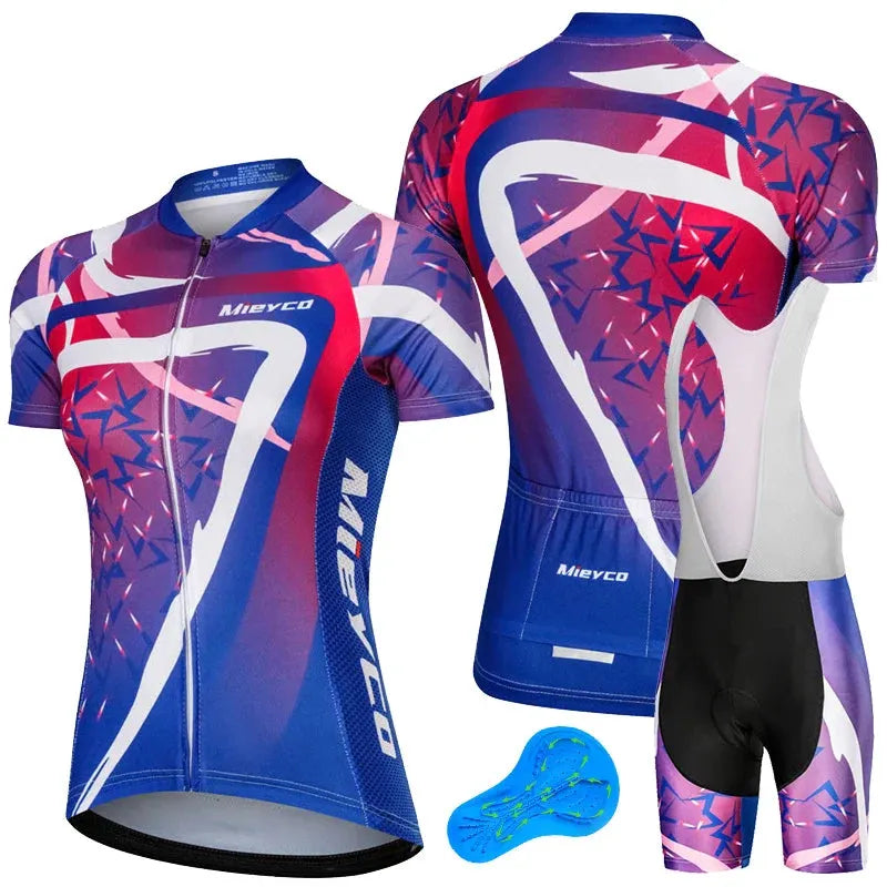 Women Short Sleeve Cycling Jersey Set Summer Bike Bib Shorts Suit by Vimost Shop