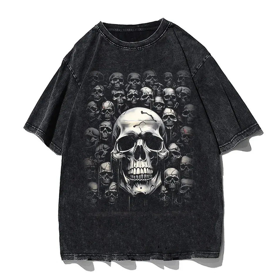 Hip-Hop Skull T-Shirt Men Vintage Harajuku Y2K Streetwear Black Cotton Tee by Vimost Shop