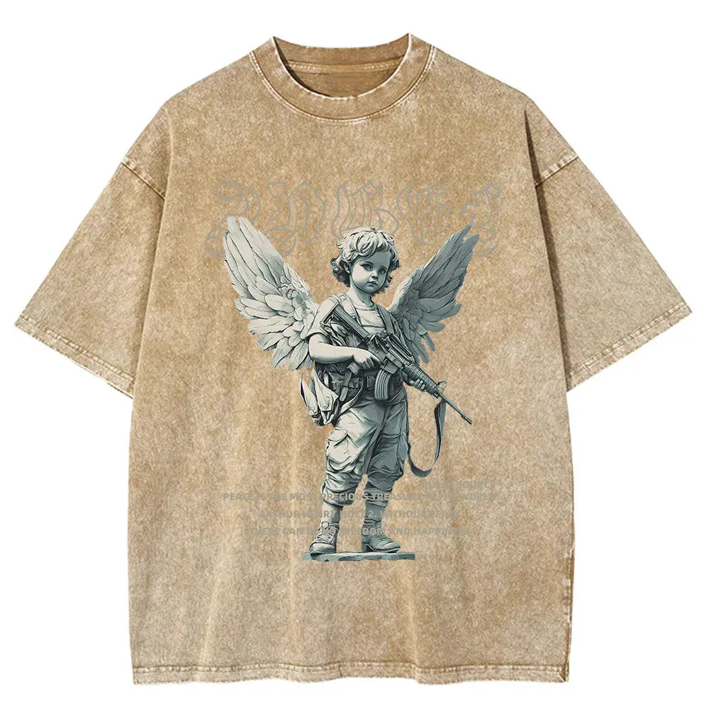 Angel Cupid Mythology Graphic T-Shirt Unisex Washed Loose Short Sleeve Tee by Vimost Shop
