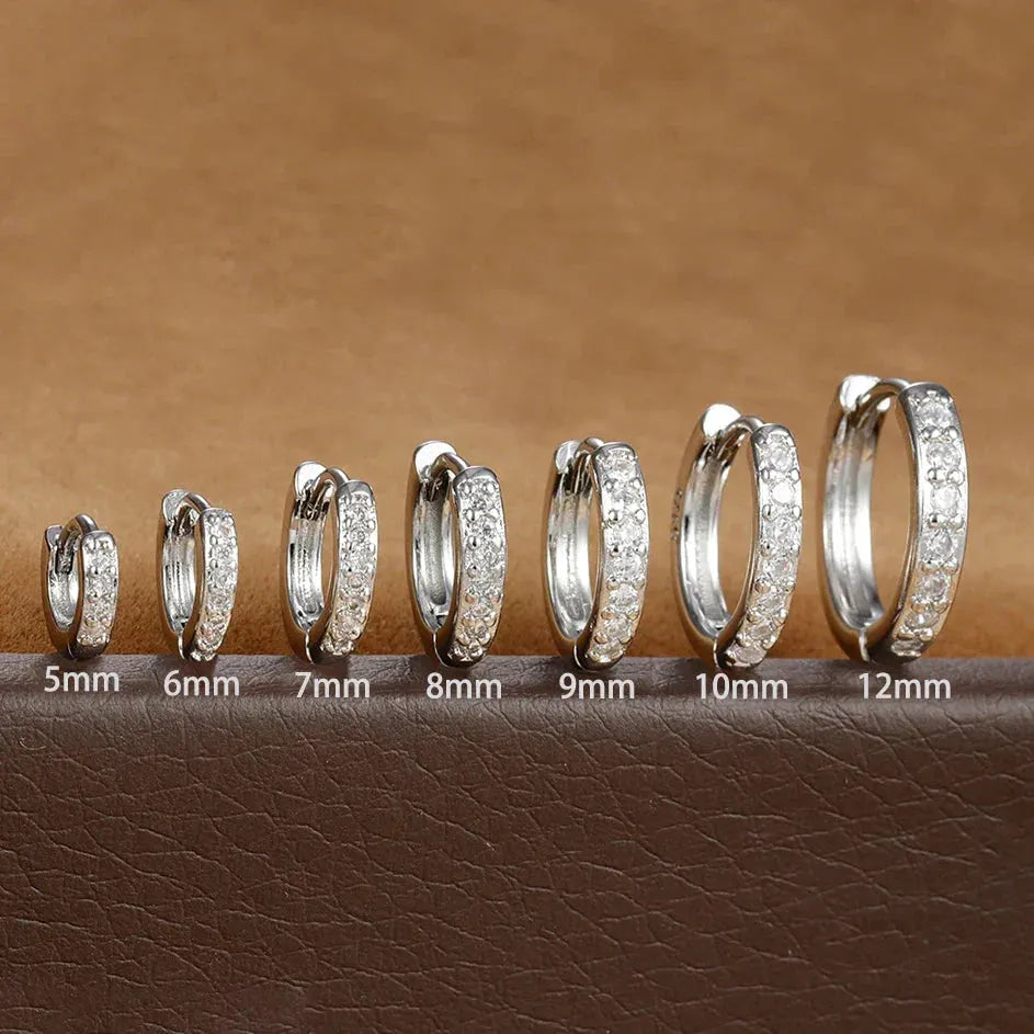 1Pair Stainless Steel Huggie Minimal Hoop Earrings Little Crystal Zirconia Thin Helix Tragus Cartilage Earrings Piercing Jewelry by MAIDEN-ART