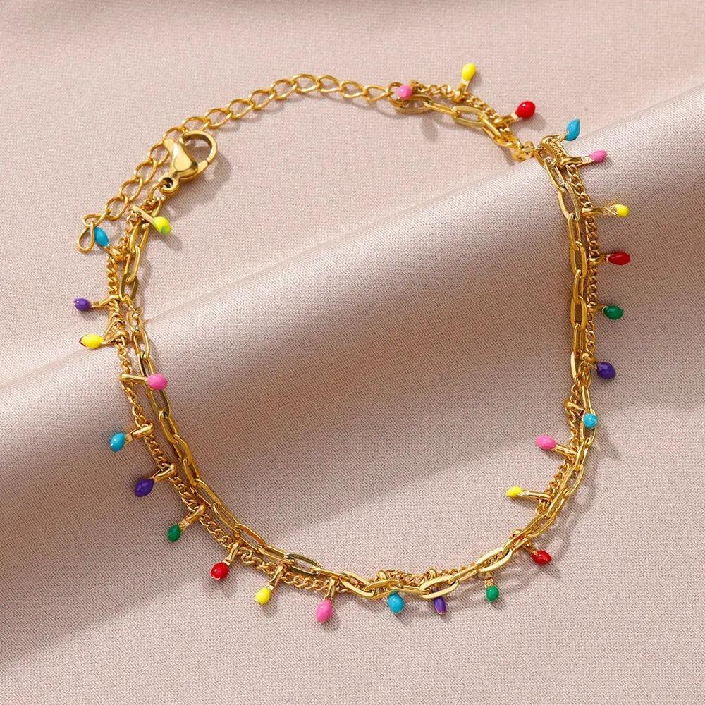 Anklets for Women Summer Beach Accessories Stainless Steel Imitation Pearl Chain Anklet Gold Color Leg Bracelets Bodychain Gifts by MAIDEN-ART