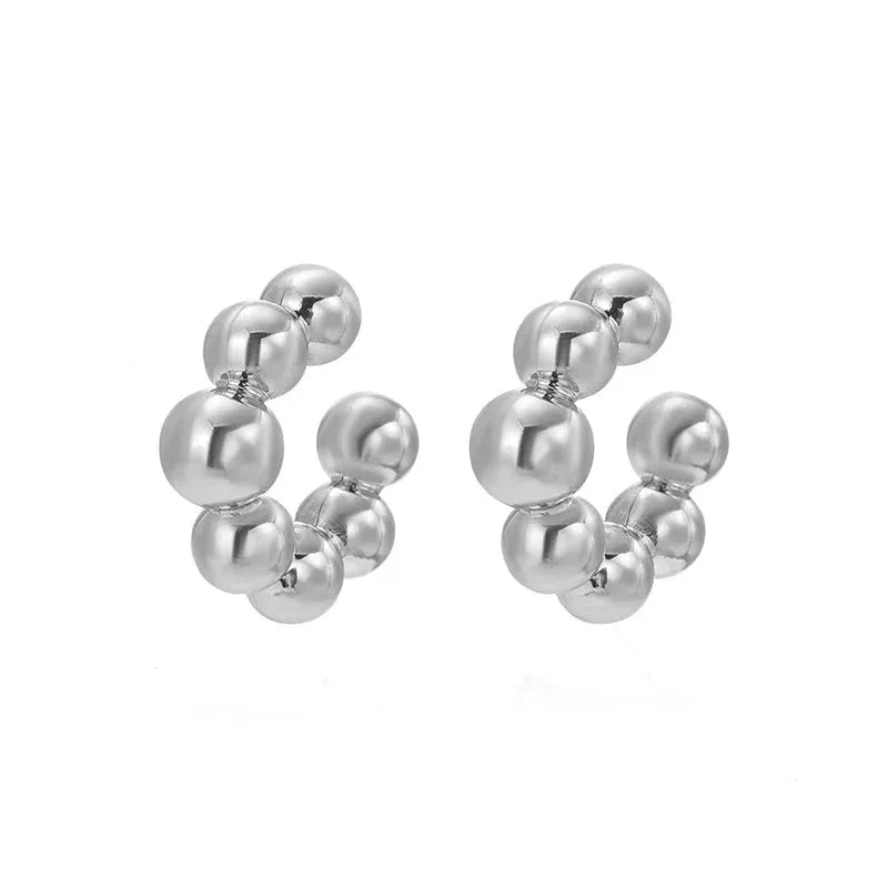 1 Pair Smooth Circle C Shape Clip Earrings For Women Lightweight Without Piercing Cartilage Ear Cuff Gold Silver Color Earrings by MAIDEN-ART