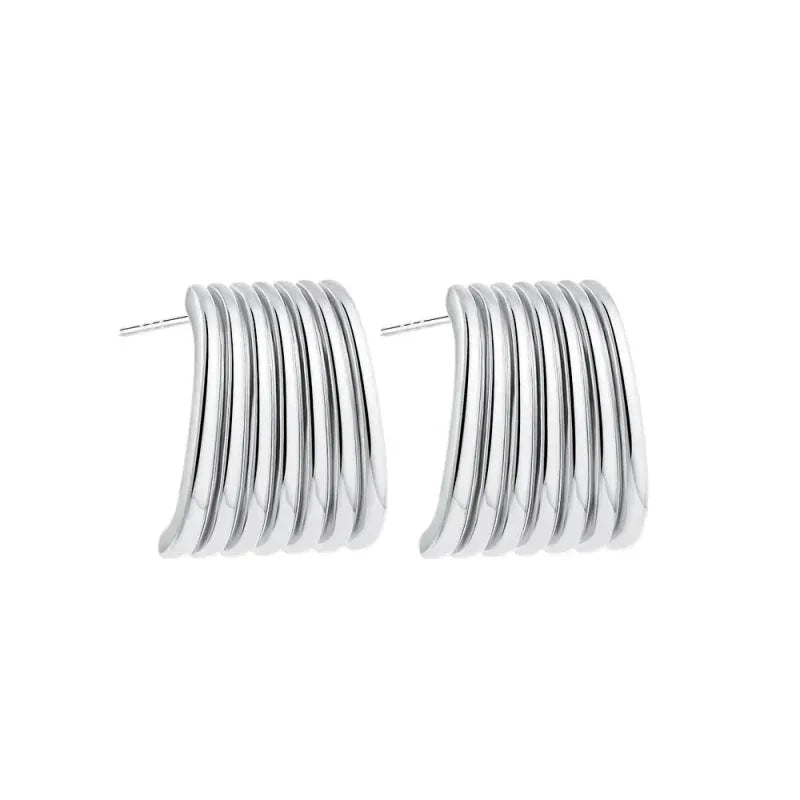 Trendy Stainless Steel Multilayer Circle Twist Knot Earrings for Women Texture Mixed Color Gold Plated Statement Earring Bijoux by Maiden-Art