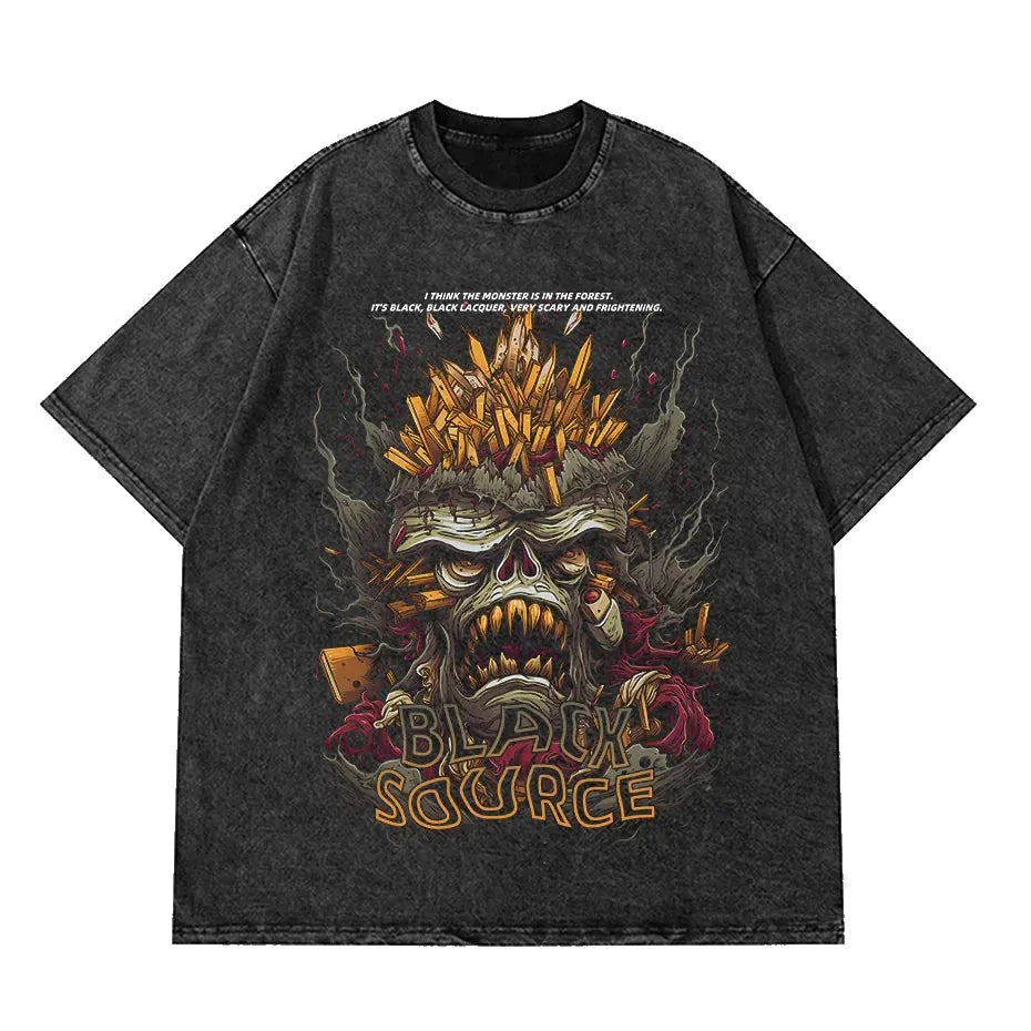 Anime Octopus Vintage Wash Harajuku T-Shirt Japanese Style Unisex by Vimost Shop