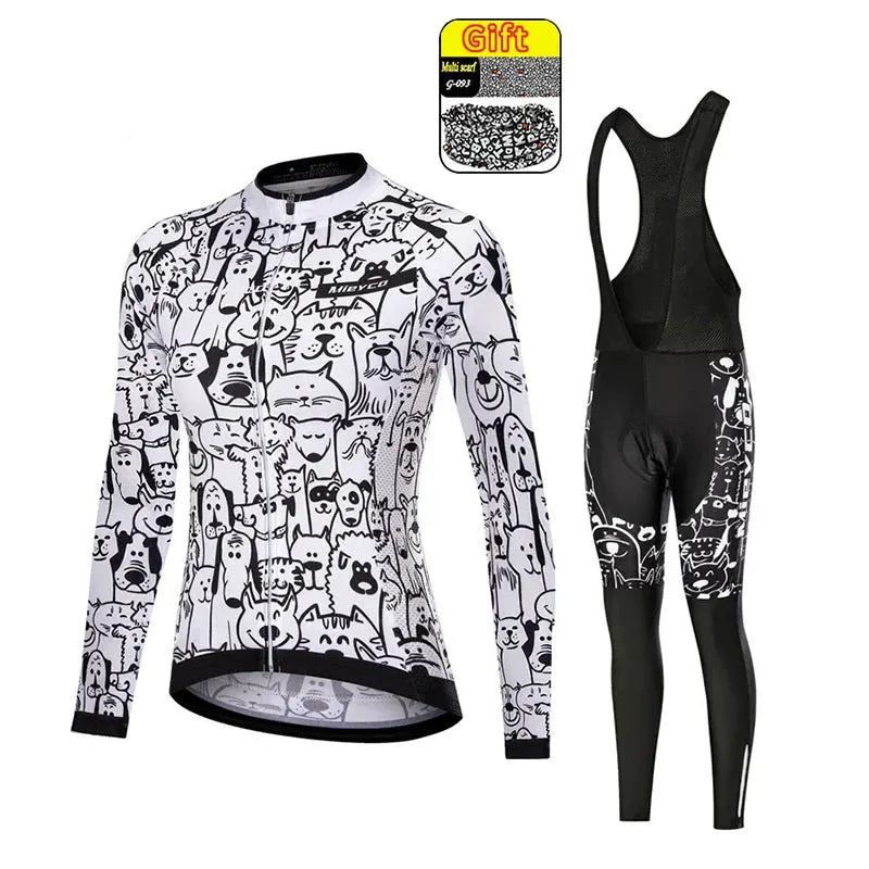 Women Long Sleeve Cycling Jersey Set MTB Bike Pants Kit Breathable Sportswear by Vimost Shop