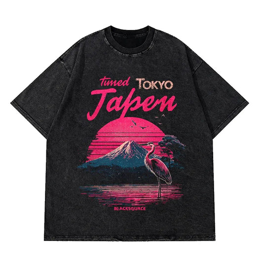 Womens Vintage Acid Wash Graphic Tee Oversized Harajuku Streetwear by Vimost Shop
