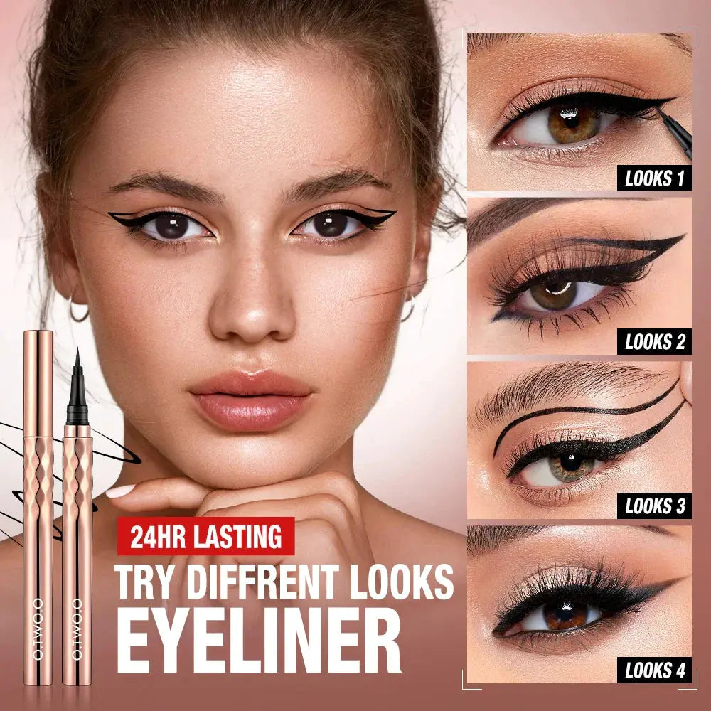 O.TWO.O Eyeliner Pencil Liquid Eye Liner Waterproof Smudge Proof Quick Drying 12 Hour Wear Ultra Fine Black Eyeliner for Arrows by Maiden-Art