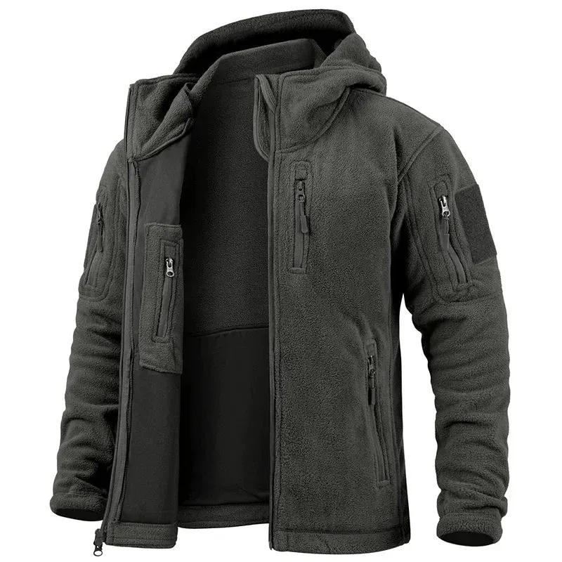Men's Hunting Fleece Jacket Hiking Hunting Outdoor Fleece Tactical Jacket Winter Warm Full Zip Military Hoodies Multi-Pockets by Vimost Shop