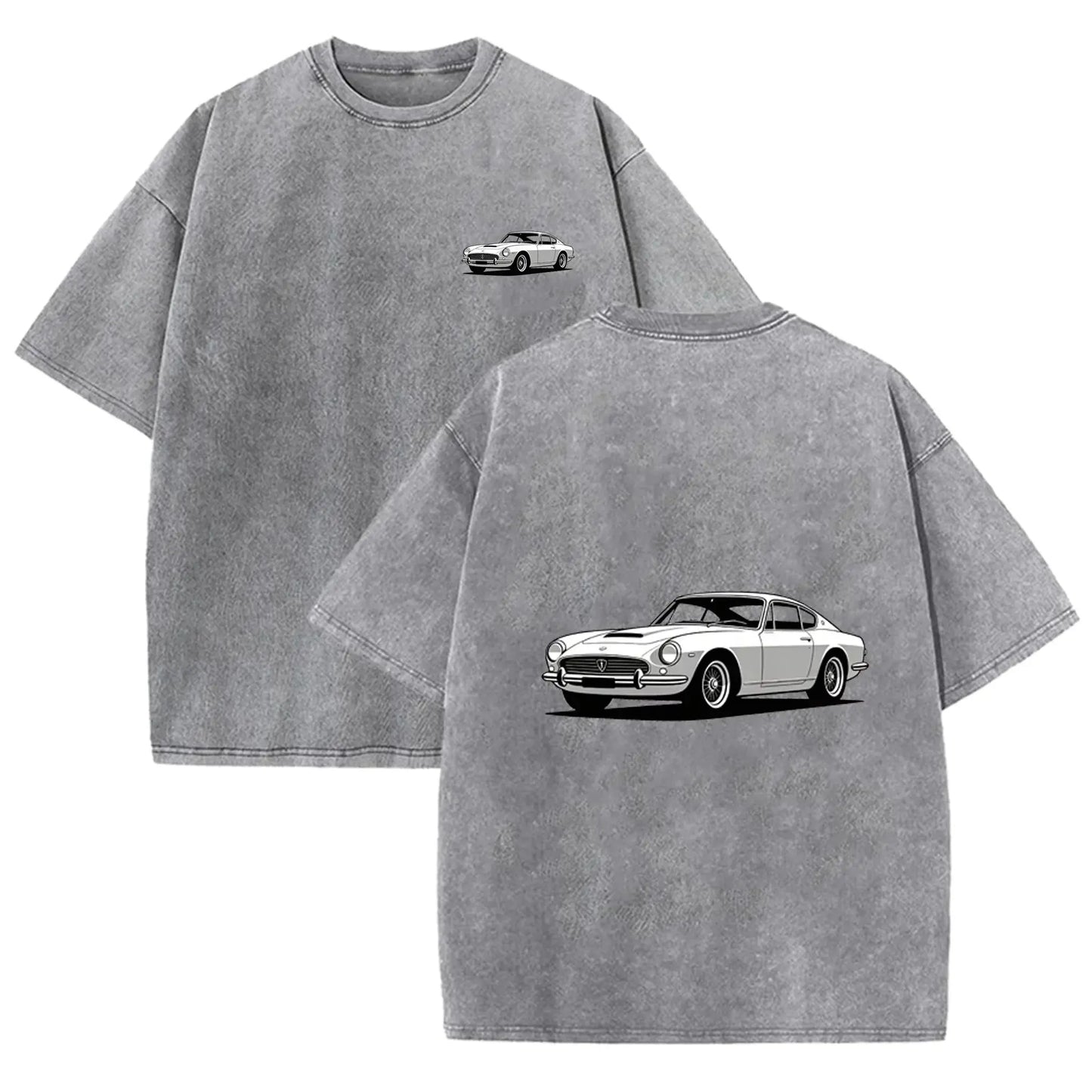 Teal Acid Wash Retro Vintage Coupe Car Print Classic Car Lover Casual Tee by Vimost Shop