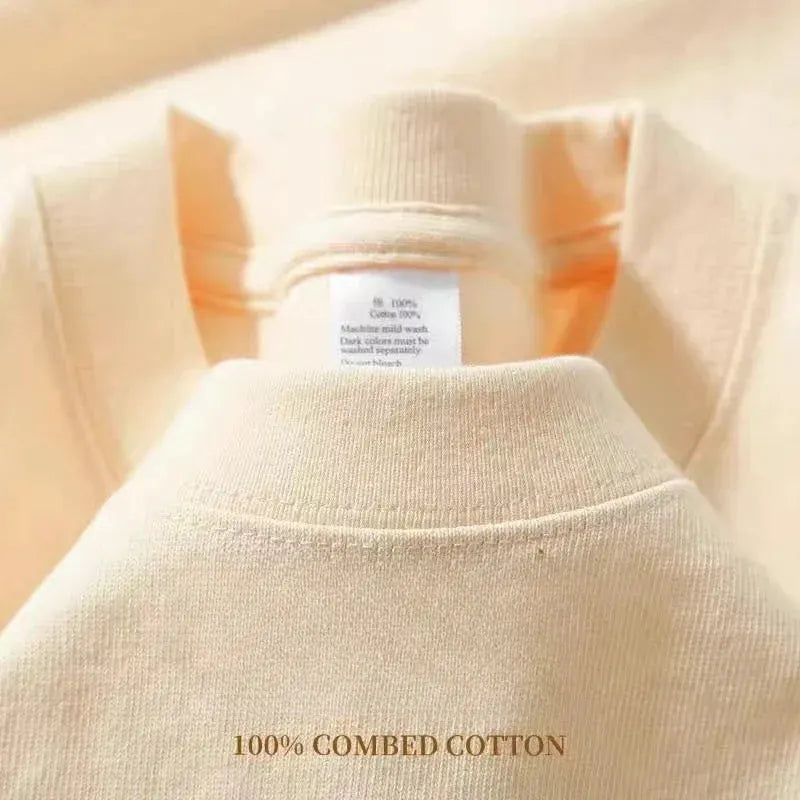 Men’s Heavyweight Cotton Crew-Neck T-Shirt with Relaxed Short-Sleeve Cut by Vimost Shop