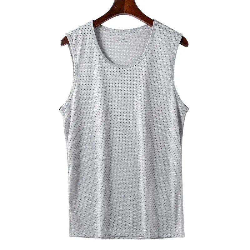 Men Ice Silk Mesh Sports Vest Breathable Quick Dry Sleeveless Riding Running Training Top by Vimost Shop