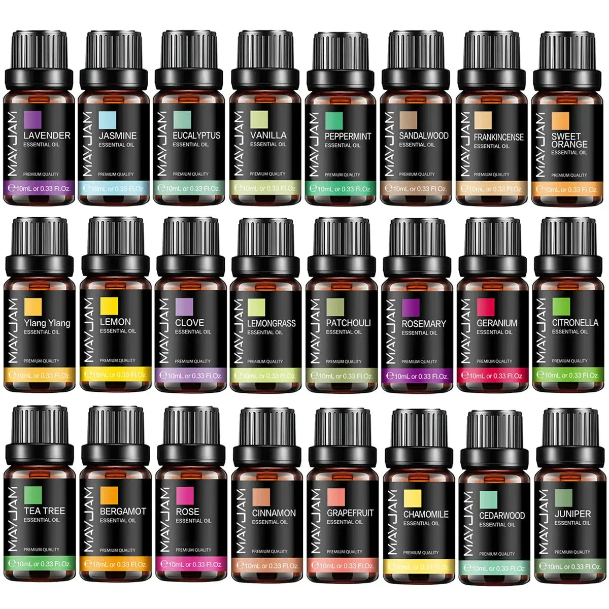MAYJAM 10ML Lavender Lemongrass Jasmine Vanilla Eucalyptus Rose Lemon Essential Oil For Humidifier Diffuser Candle Making by Maiden-Art