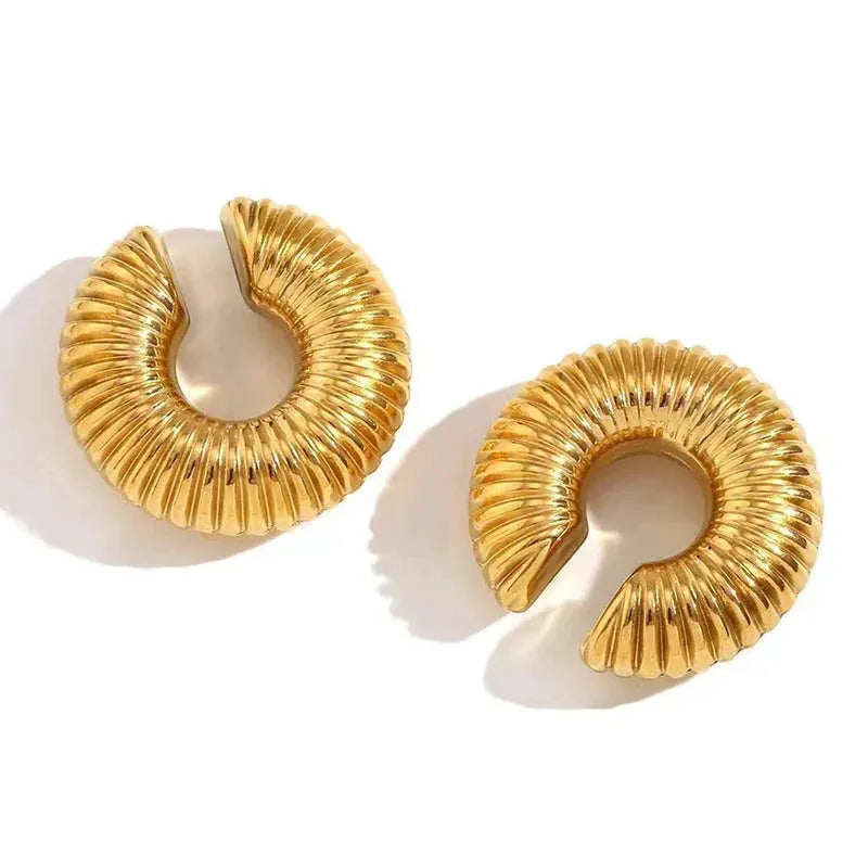 1 Pair Smooth Circle C Shape Clip Earrings For Women Lightweight Without Piercing Cartilage Ear Cuff Gold Silver Color Earrings by MAIDEN-ART