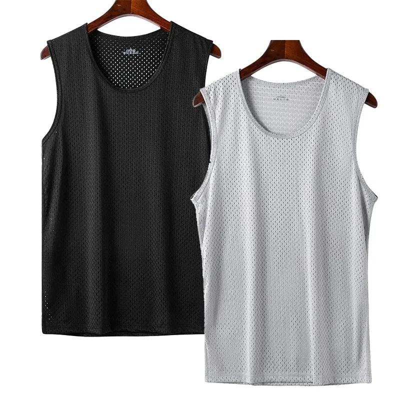 Men Ice Silk Mesh Sports Vest Breathable Quick Dry Sleeveless Riding Running Training Top by Vimost Shop