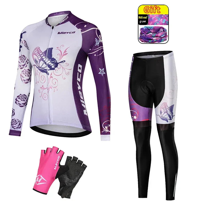 Women Long Sleeve Cycling Jersey Set MTB Bike Quick Dry Breathable Cycling Suit by Vimost Shop