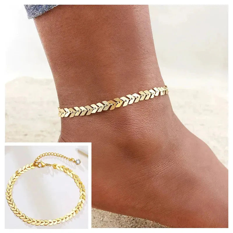 Snake Chain Anklet for Women Girls Adjustable Summer Beach Chain Anklet Bracelet Mother's Day Gifts Stainless Steel Not Allergic by Maiden-Art