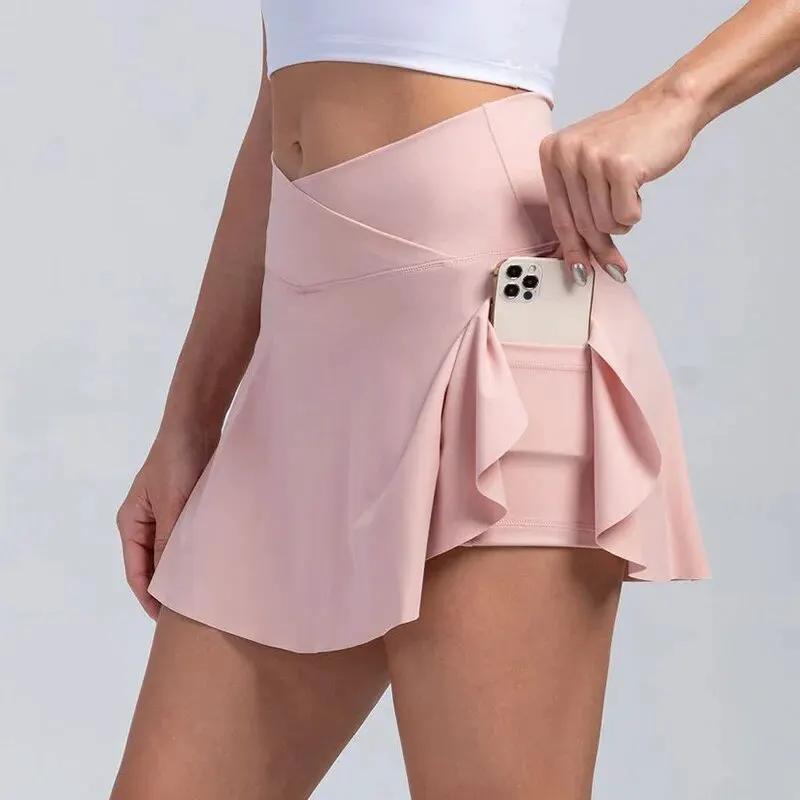 Women Pleated Tennis Skirt With Pockets Shorts Athletic Skirts Crossover Breathable Athletic Golf Skorts Workout Sports Skirts by Vimost Shop