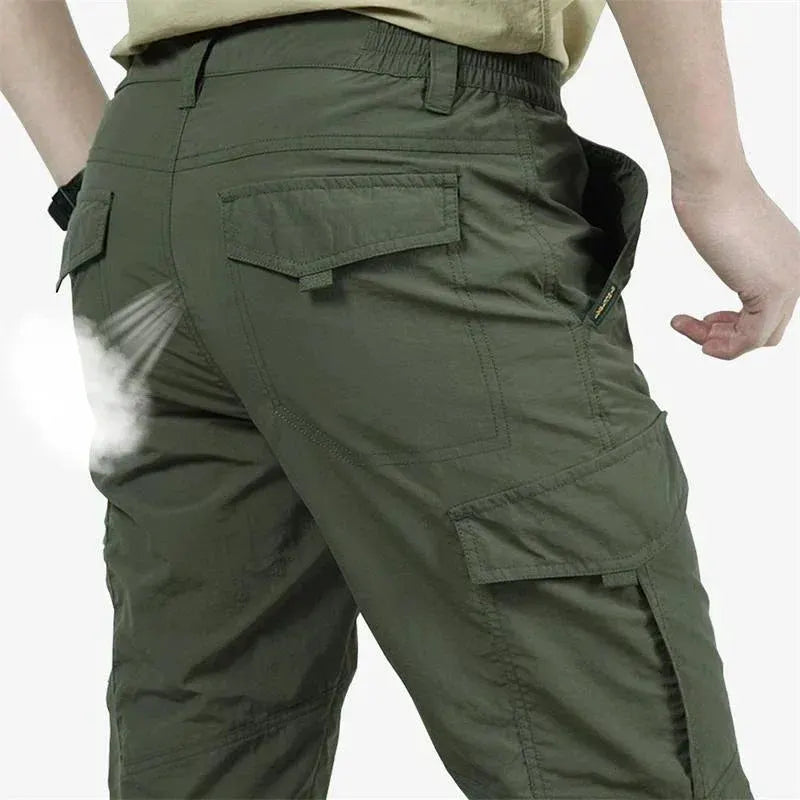 Men's Thin Quick Dry Cargo Pants with Utility Pockets by Vimost Shop