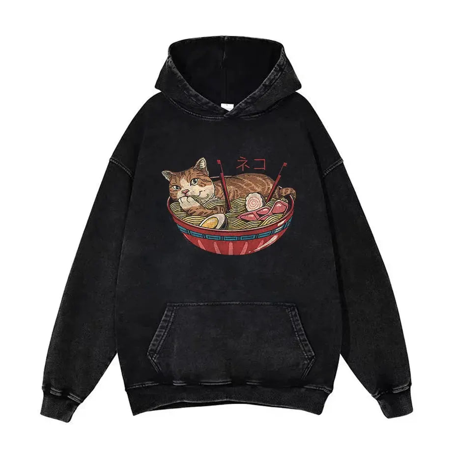 Anime Pain Graphic Hoodie Men's Retro Washed Harajuku Streetwear by Vimost Shop