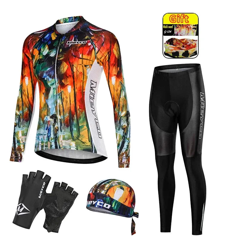 Women Long Sleeve Cycling Jersey Set MTB Bike Quick Dry Breathable Cycling Suit by Vimost Shop