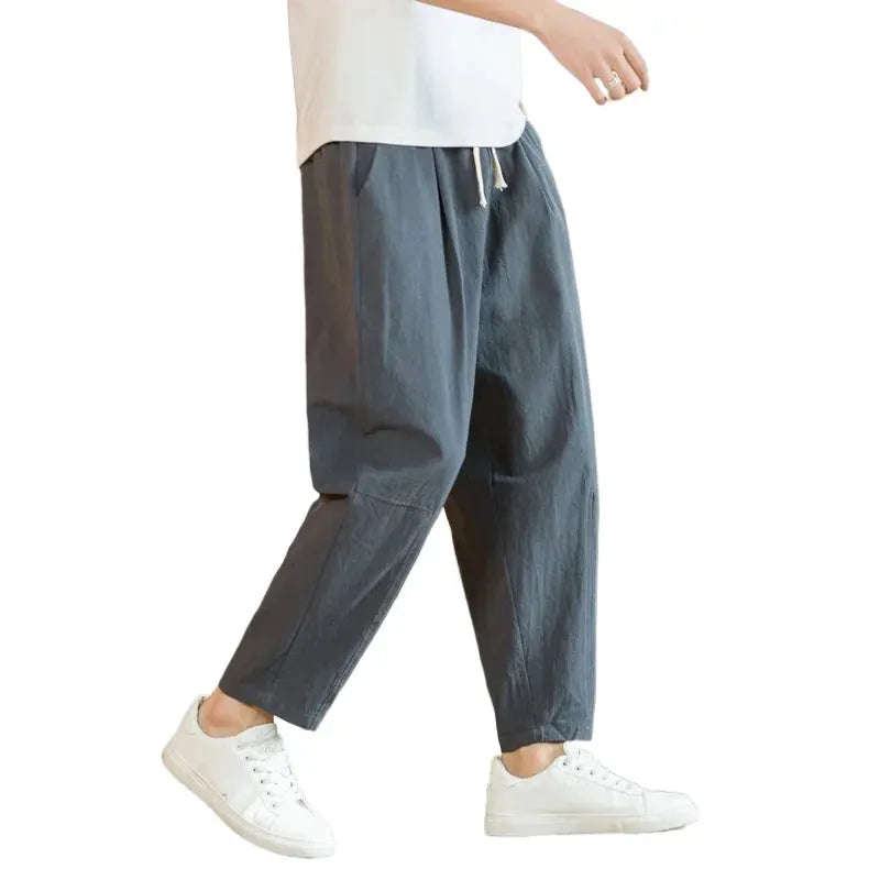 Men's Relaxed Cotton Drawstring Pants with Ankle-Length Harem Silhouette by Vimost Shop