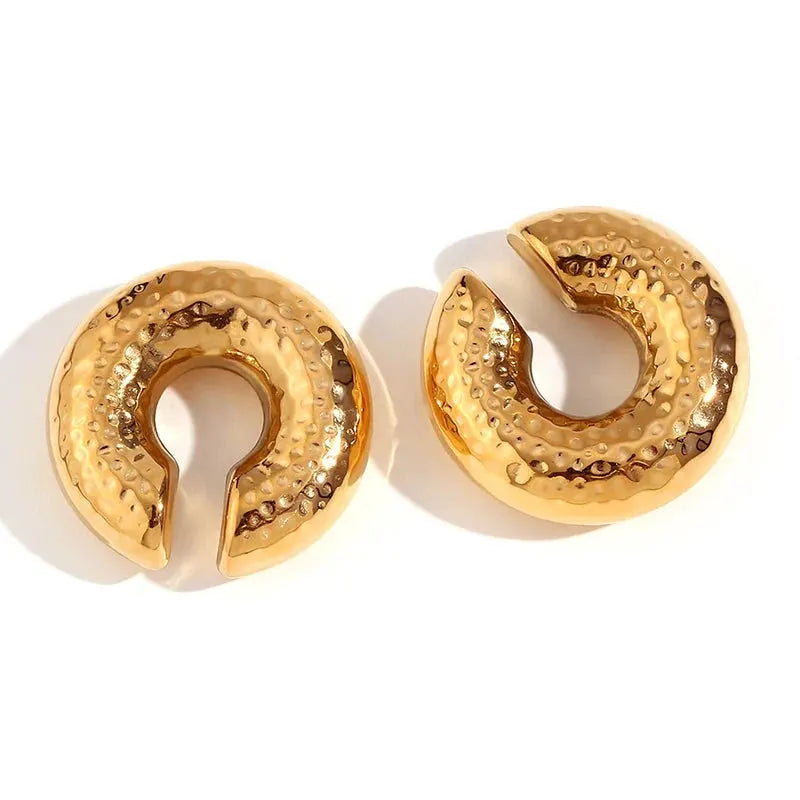 1 Pair Smooth Circle C Shape Clip Earrings For Women Lightweight Without Piercing Cartilage Ear Cuff Gold Silver Color Earrings by MAIDEN-ART