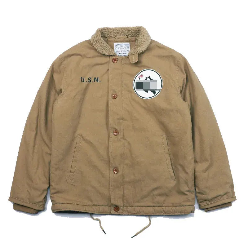 Drop Shipping N1 Thick Winter Mens Sherpa Fleece Deck Jacket with Embroidered Patch by Vimost Shop