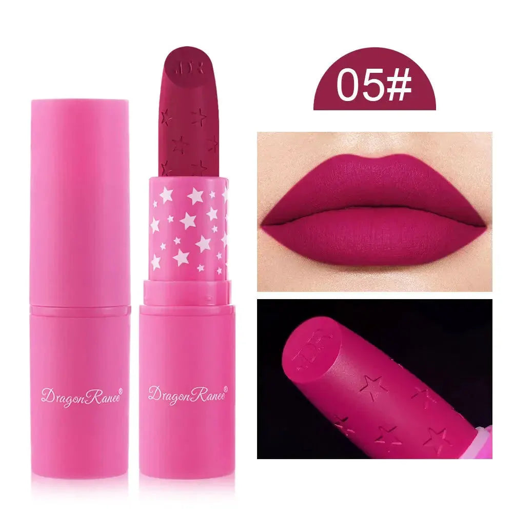 9 Colors Waterproof Rose Red Velvet Matte Lipstick Moisturizing Long Lasting Stars Not Easy To Fade Nude Lip Tint Black Lipstick by Maiden-Art