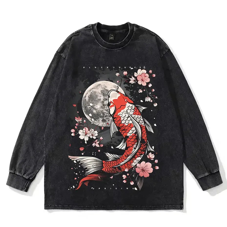 Mens Cotton Goldfish Print T Shirt Summer Loose Casual Short Sleeve by Vimost Shop