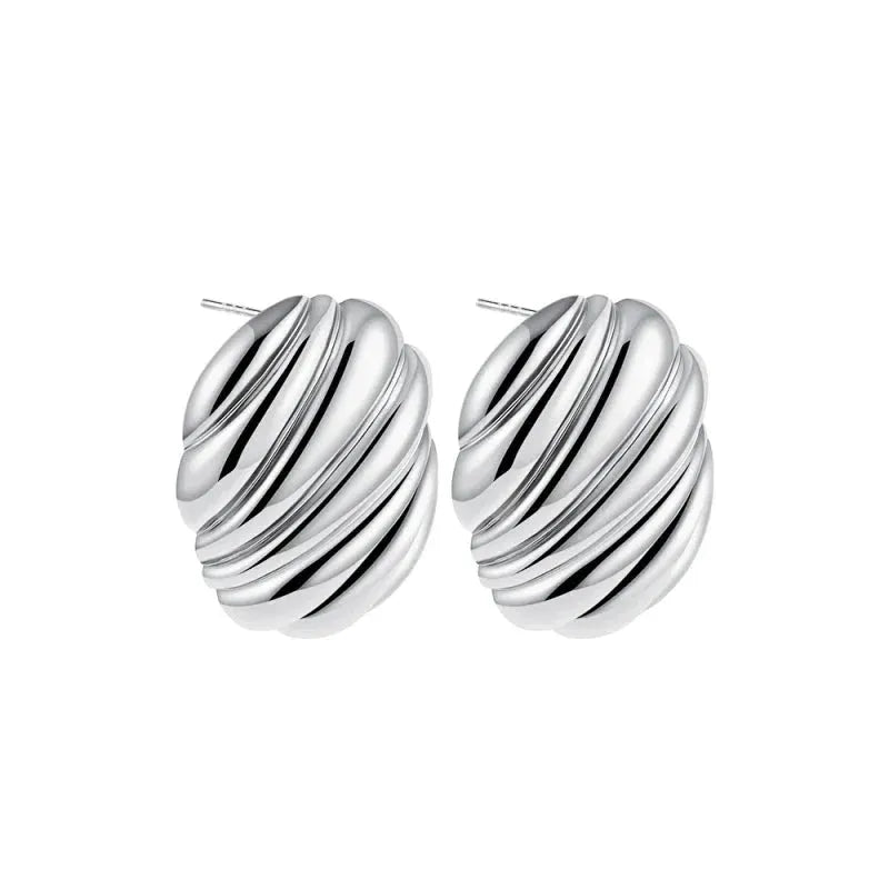 Trendy Stainless Steel Multilayer Circle Twist Knot Earrings for Women Texture Mixed Color Gold Plated Statement Earring Bijoux by Maiden-Art