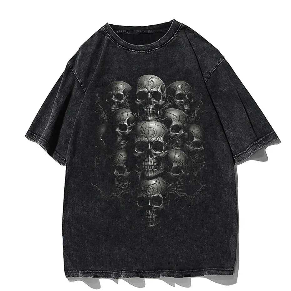 Hip-Hop Skull T-Shirt Men Vintage Harajuku Y2K Streetwear Black Cotton Tee by Vimost Shop