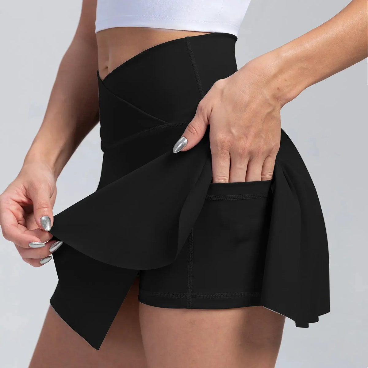 Women Pleated Tennis Skirt with Pockets Shorts Athletic Skirts Crossover High Waisted Athletic Golf Skorts Workout Sports Skirts by Vimost Shop