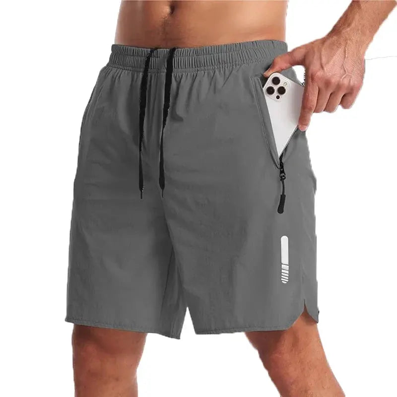 Men’s Nylon-Blend Running Shorts with Drawstring Waist and Zippered Pocket by Vimost Shop