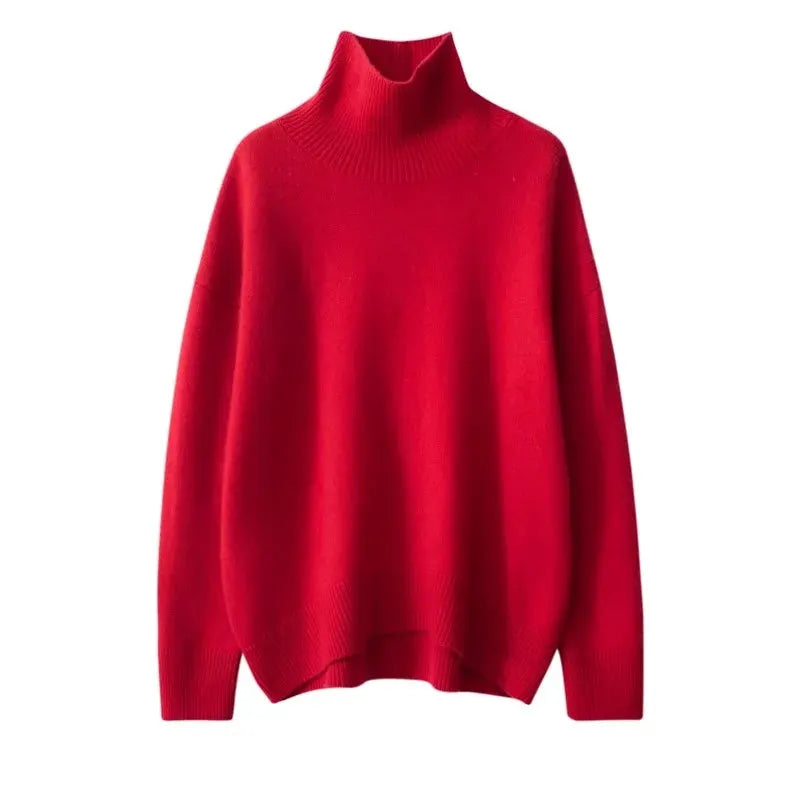 Autumn and Winter New Thick Cashmere Sweater Women High Neck Pullover Sweater Warm Loose Knitted Base Sweater Jacket Tops by Vimost Shop