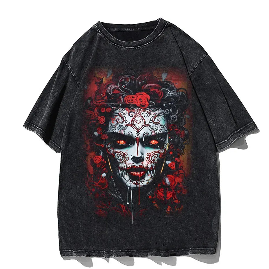 Hip-Hop Skull T-Shirt Men Vintage Harajuku Y2K Streetwear Black Cotton Tee by Vimost Shop