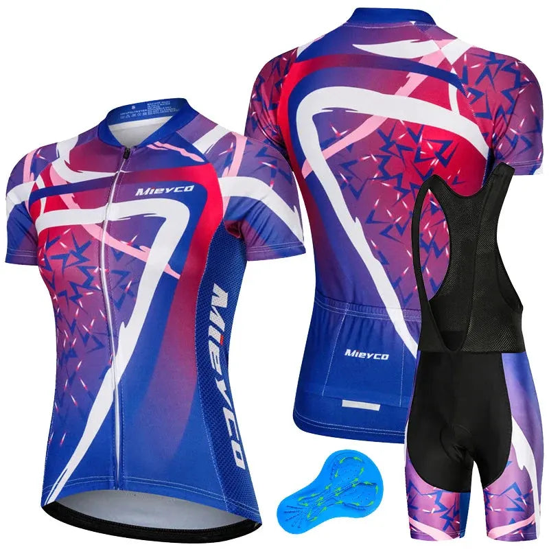 Women Short Sleeve Cycling Jersey Set Summer Bike Bib Shorts Suit by Vimost Shop