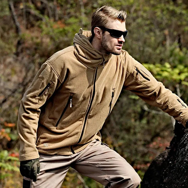 Men's Warm Tactical Fleece Jacket Zip Up Thicken Polar Hoodie Winter Outdoor Sport Hiking Hooded Coat Multi-Pocket by Vimost Shop