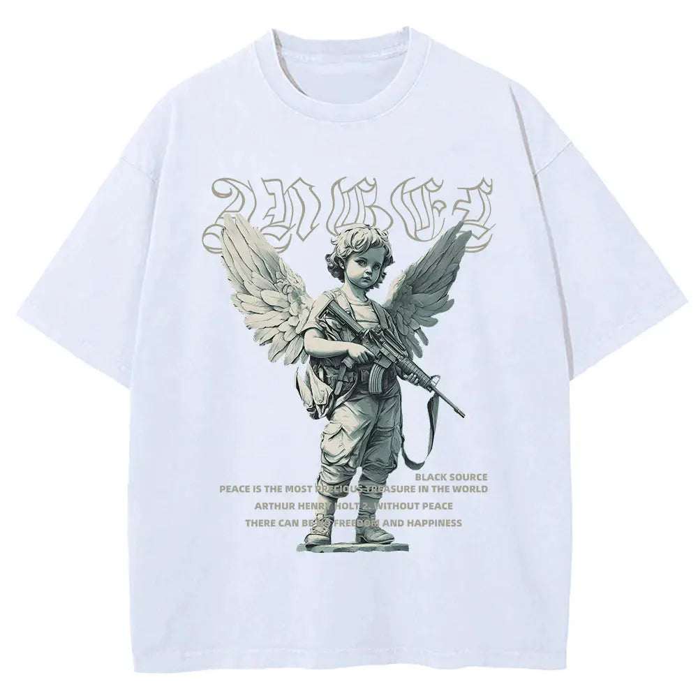 Angel Cupid Mythology Graphic T-Shirt Unisex Washed Loose Short Sleeve Tee by Vimost Shop