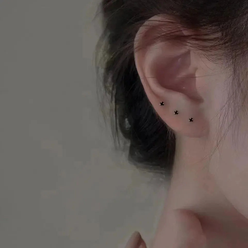 Trendy Mini Rhinestones Stud Earrings for Women Girls Daily Jewelry Cute Round Geometry Small Earrings Accessories by Maiden-Art