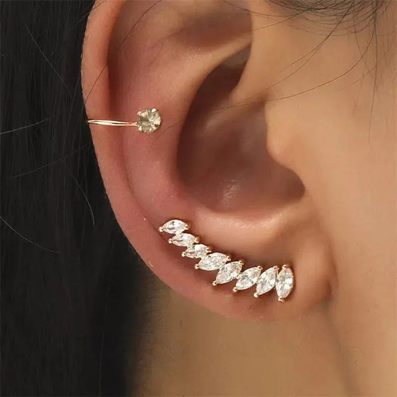 VAGZEB Bohemian NO Piercing Crystal Rhinestone Ear Cuff Wrap Stud Clip Earrings For Women Girl Trendy Earrings Jewelry Bijoux by Maiden-Art