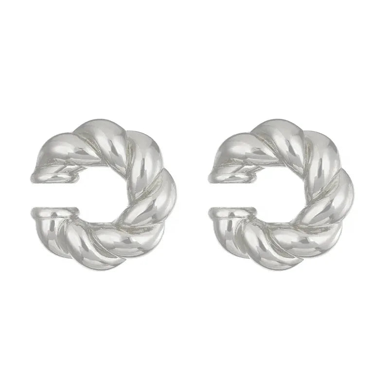 1 Pair Smooth Circle C Shape Clip Earrings For Women Lightweight Without Piercing Cartilage Ear Cuff Gold Silver Color Earrings by MAIDEN-ART