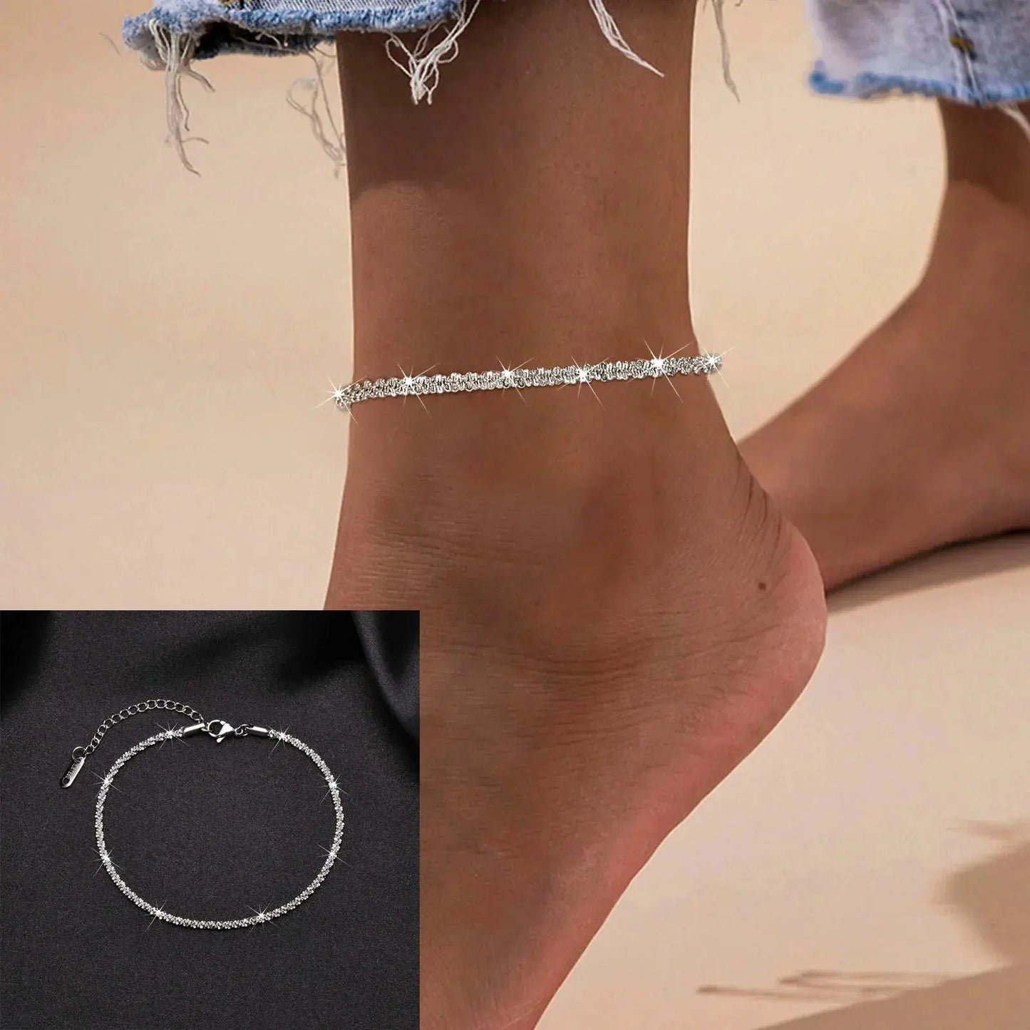 Snake Chain Anklet for Women Girls Adjustable Summer Beach Chain Anklet Bracelet Mother's Day Gifts Stainless Steel Not Allergic by Maiden-Art