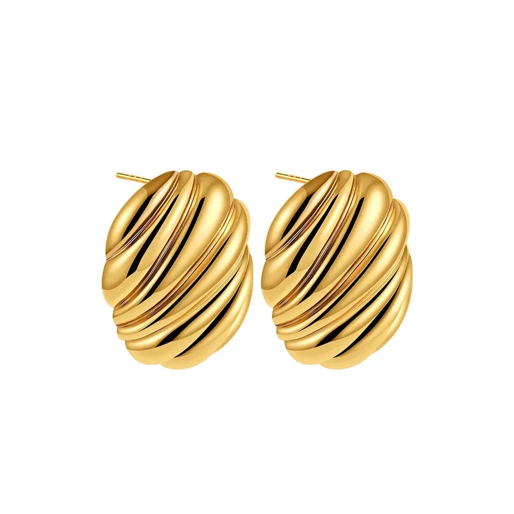 Trendy Stainless Steel Multilayer Circle Twist Knot Earrings for Women Texture Mixed Color Gold Plated Statement Earring Bijoux by Maiden-Art