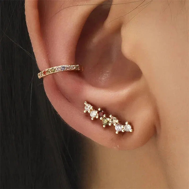 VAGZEB Bohemian NO Piercing Crystal Rhinestone Ear Cuff Wrap Stud Clip Earrings For Women Girl Trendy Earrings Jewelry Bijoux by Maiden-Art