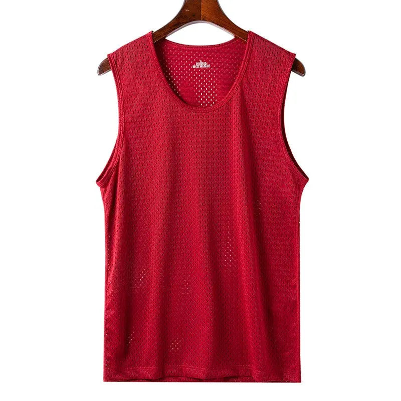 Men Ice Silk Mesh Sports Vest Breathable Quick Dry Sleeveless Riding Running Training Top by Vimost Shop