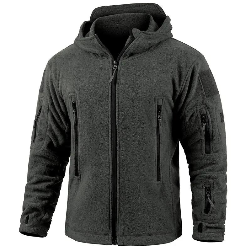 Men's Warm Tactical Fleece Jacket Zip Up Thicken Polar Hoodie Winter Outdoor Sport Hiking Hooded Coat Multi-Pocket by Vimost Shop