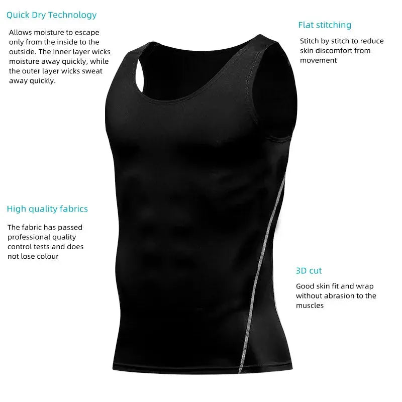 Men Quick Dry Sleeveless Sports Vest High Elasticity Running Basketball Training Shirt by Vimost Shop